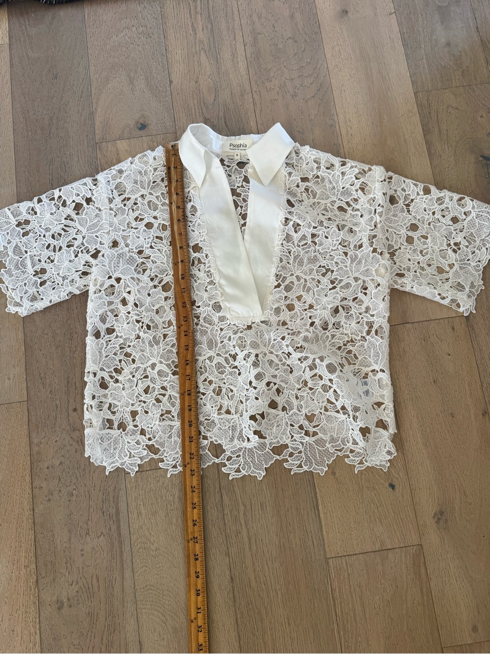 Psophia Vazquez de Castro White Guipure Lace Shirt Top Size S Spain Luxury - Picture 4 of 6